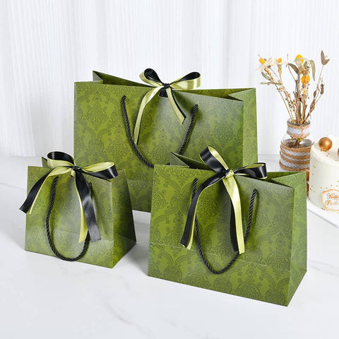 Vintage Pattern Black Green Bow Tie Paper Gift Bag