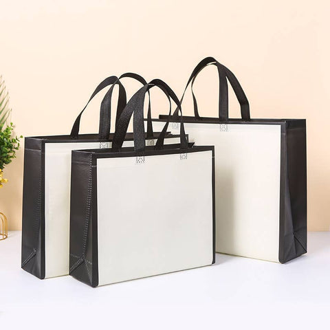 Light Beige w/ Black Border Non-woven Gift Bag small size