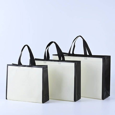 Light Beige w/ Black Border Non-woven Gift Bag small size