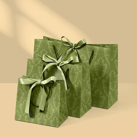 Vintage Pattern Black Green Bow Tie Paper Gift Bag
