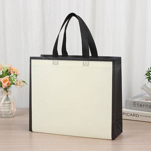 Light Beige w/ Black Border Non-woven Gift Bag small size